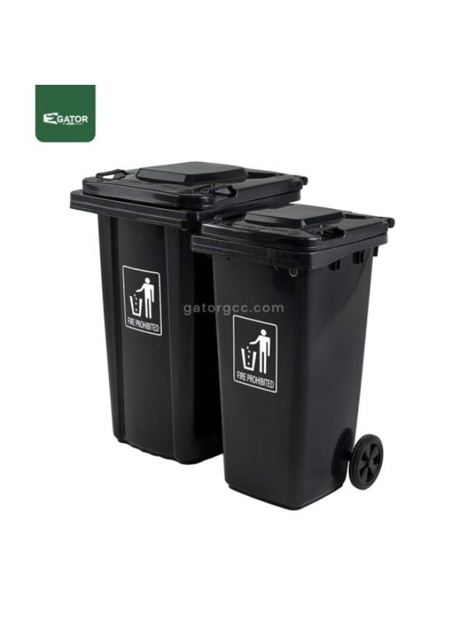 Gator Outdoor Waste Bin | Functional Garbage Bin | Durable Plastic Finish | Rubber-Wheeled & Mobile | Suitable For Outdoor Areas, Villas, Malls, Restaurants, & More | 120 Liters | Black - Image 2
